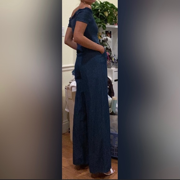 Francesca’s Denim Off The Shoulder Jumpsuit, XXS - Picture 2 of 2